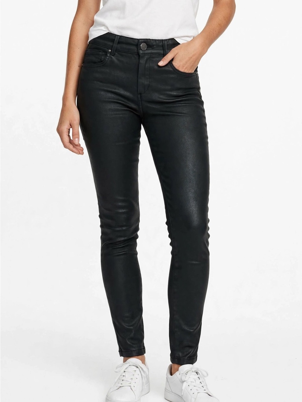 Massimo Dutti Black Coated Skinny Jeans Size 2